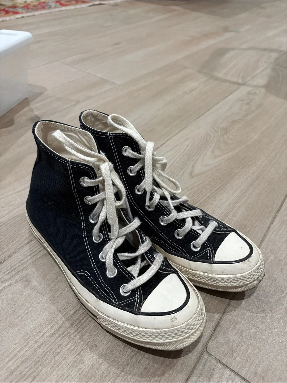Converse Black and Cream Chuck Taylor All Star High Top Sneakers - Picture 8 of 10